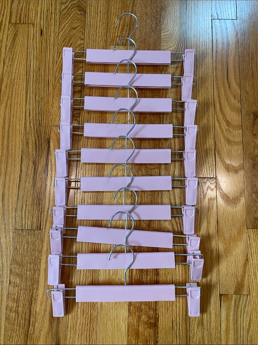 Set of 10 Pink Plastic and Metal Pant or Skirt Hangers